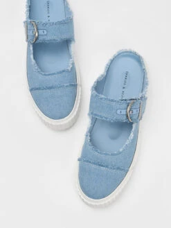 Denim Buckled Slip-On Sneakers -Charles & Keith 2023 L2 CK1 70900434 67 8