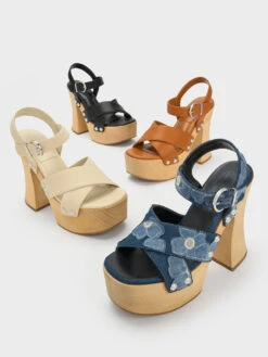 Tabitha Floral Denim Crossover Sandals -Charles & Keith 2023 L2 SL1 61900008 06 7