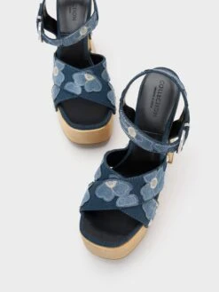 Tabitha Floral Denim Crossover Sandals -Charles & Keith 2023 L2 SL1 61900008 06 8