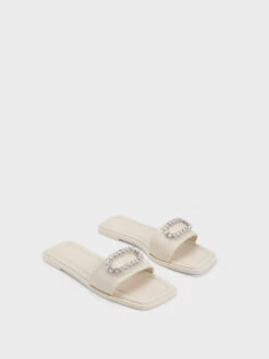 Gem-Embellished Leather Slides -Charles & Keith 2023 L2 SL1 71720103 41 3