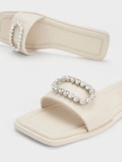 Gem-Embellished Leather Slides -Charles & Keith 2023 L2 SL1 71720103 41 5