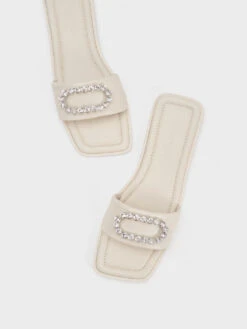 Gem-Embellished Leather Slides -Charles & Keith 2023 L2 SL1 71720103 41 8