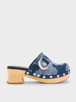 Gabine Floral Denim Studded Clogs