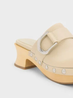 Gabine Studded Leather Clogs -Charles & Keith 2023 L2 SL1 81900004 41 5