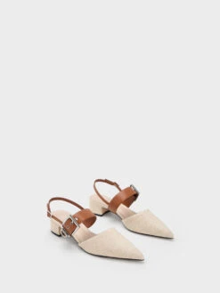 Buckled Strap Linen Slingback Pumps -Charles & Keith 2023 L3 CK1 60920338 05 3