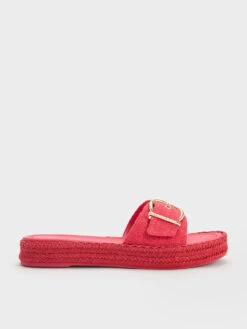Linen Buckled Espadrille Flat Sandals