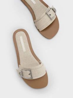 Linen Metallic Buckle Slides 15 Linen Metallic Buckle Slides -Charles & Keith 2023 L3 CK1 70190063 05 8