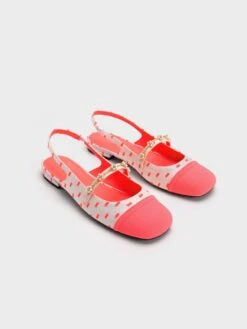 Beaded Flower Printed Slingback Flats -Charles & Keith 2023 L3 CK1 70900382 1 B2 3