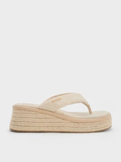 Linen Espadrille Thong Sandals