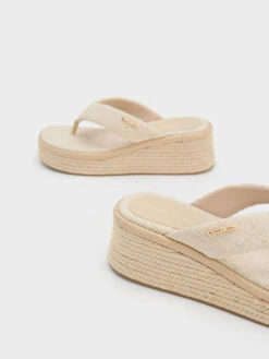 Linen Espadrille Thong Sandals -Charles & Keith 2023 L3 CK1 80580136 05 5