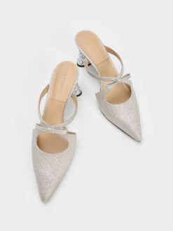 Jacinda Beaded Heel Glittered Bow Mules -Charles & Keith 2023 L3 SL1 60280430 1 07 8