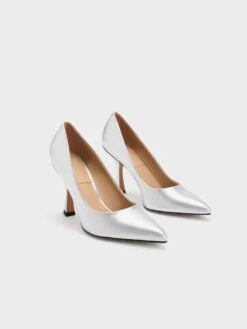 Metallic Leather Flare Heel Pumps -Charles & Keith 2023 L3 SL1 60280433 07 3