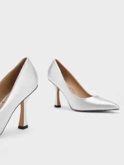 Metallic Leather Flare Heel Pumps -Charles & Keith 2023 L3 SL1 60280433 07 5