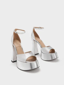 Michelle Metallic Leather Platform Sandals -Charles & Keith 2023 L3 SL1 60280434 07 3