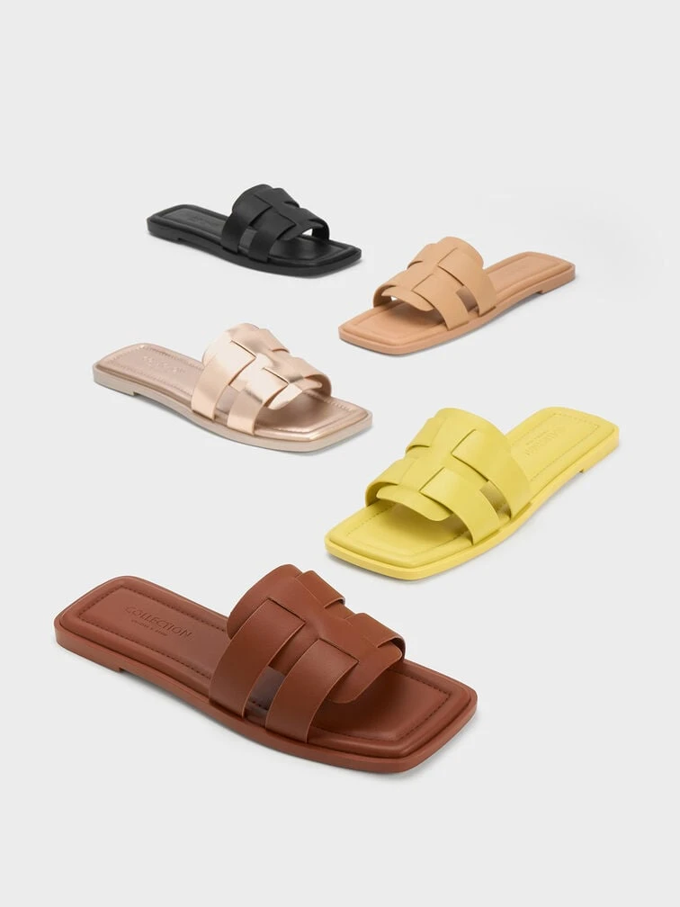 Trichelle Interwoven Metallic Leather Slide Sandals 6 Trichelle Interwoven Metallic Leather Slide Sandals - Image 4
