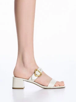 Sepphe Metallic Buckle Heeled Mules -Charles & Keith 2023 L6 CK1 60060035 41 2