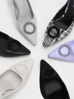 Recycled Polyester Beaded Circle Slingback Pumps 14 Recycled Polyester Beaded Circle Slingback Pumps -Charles & Keith 2023 L6 CK1 60280406 07 7