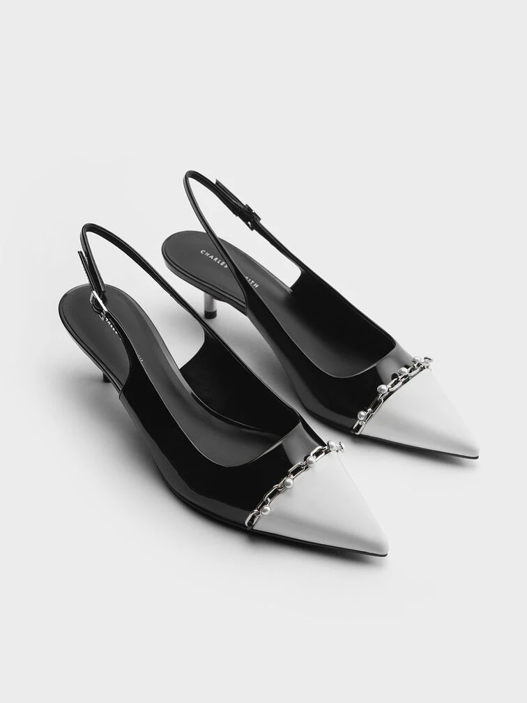 Patent Pearl Chain-Link Slingback Pumps 5 Patent Pearl Chain-Link Slingback Pumps - Image 3