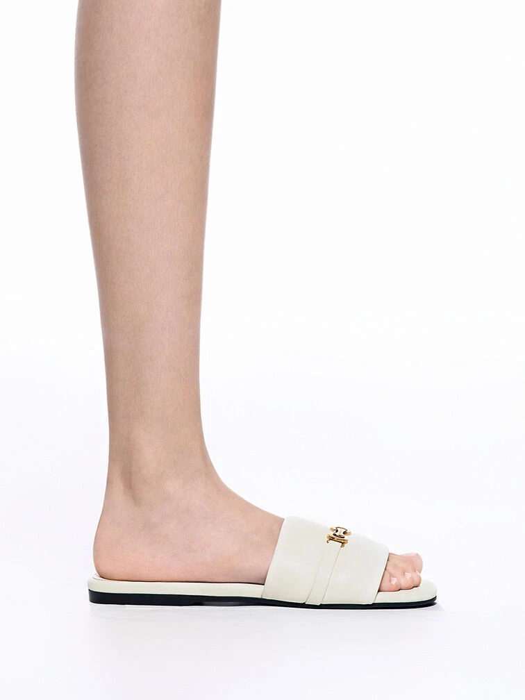 Metallic Accent Round-Toe Slide Sandals 4 Metallic Accent Round-Toe Slide Sandals - Image 2