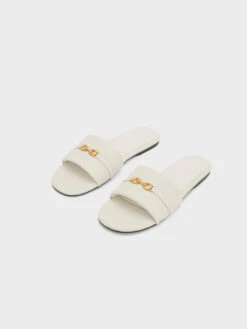 Metallic Accent Round-Toe Slide Sandals 10 Metallic Accent Round-Toe Slide Sandals -Charles & Keith 2023 L6 CK1 70060616 41 3