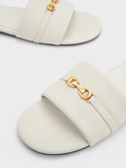 Metallic Accent Round-Toe Slide Sandals 11 Metallic Accent Round-Toe Slide Sandals -Charles & Keith 2023 L6 CK1 70060616 41 5