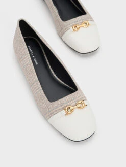 Metallic Accent Checkered Ballerinas -Charles & Keith 2023 L6 CK1 70381015 04 8
