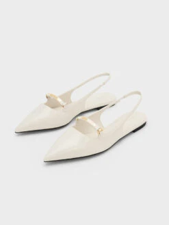 Metallic Bar Accent Slingback Flats -Charles & Keith 2023 L6 CK1 70580205 09 3