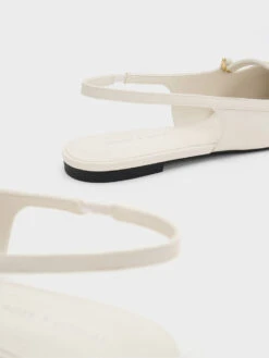 Metallic Bar Accent Slingback Flats -Charles & Keith 2023 L6 CK1 70580205 09 5