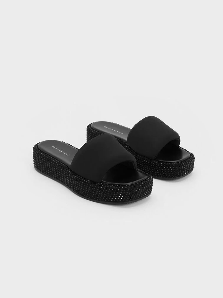Crystal-Embellished Nylon Flatform Sandals 5 Crystal-Embellished Nylon Flatform Sandals - Image 3