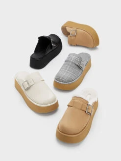 Fur-Lined Buckled Flatform Mules -Charles & Keith 2023 L6 CK1 80920028 22 7