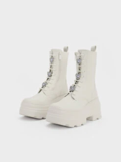 Heart-Embellished Lace-Up Platform Boots -Charles & Keith 2023 L6 CK1 90280051 41 3