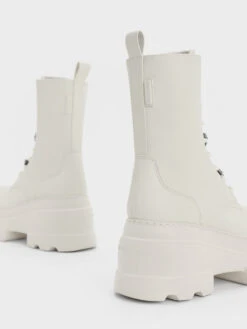 Heart-Embellished Lace-Up Platform Boots -Charles & Keith 2023 L6 CK1 90280051 41 5