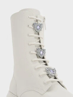 Heart-Embellished Lace-Up Platform Boots -Charles & Keith 2023 L6 CK1 90280051 41 7