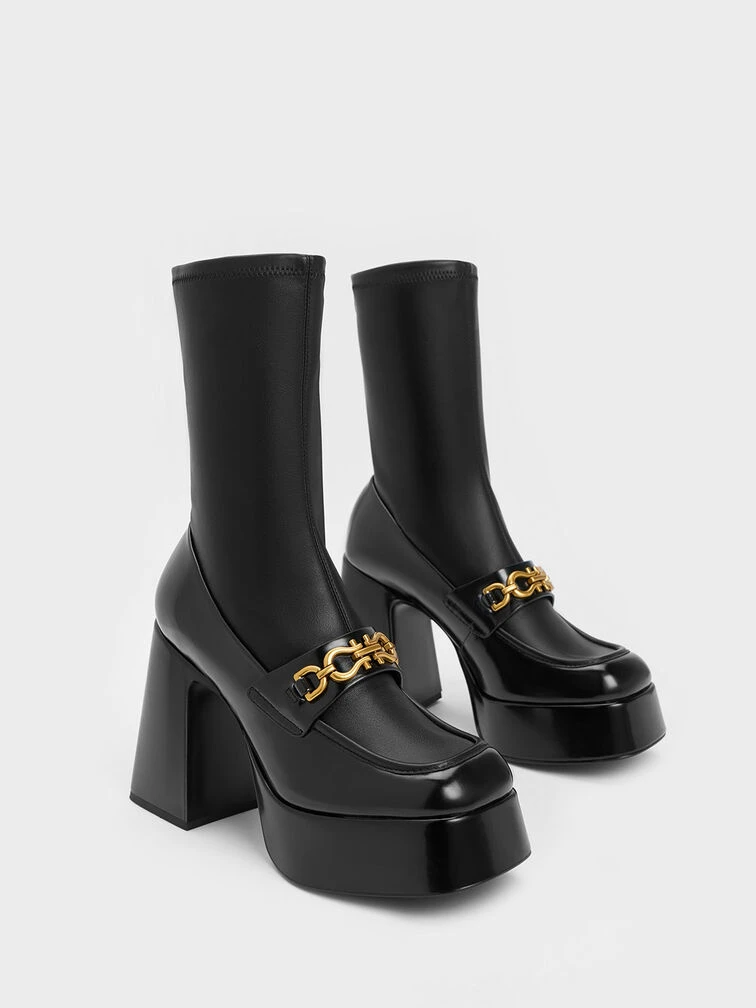 Metallic Accent Platform Ankle Boots 5 Metallic Accent Platform Ankle Boots - Image 3