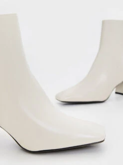 Curved Block Heel Ankle Boots -Charles & Keith 2023 L6 CK1 90360387 41 7