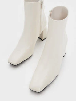 Curved Block Heel Ankle Boots -Charles & Keith 2023 L6 CK1 90360387 41 8