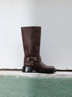 Metallic Buckled Knee-High Boots -Charles & Keith 2023 L6 CK1 90360391 29 4