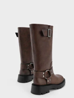 Metallic Buckled Knee-High Boots -Charles & Keith 2023 L6 CK1 90360391 29 5