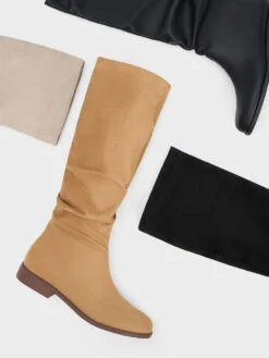 Textured Ruched Knee-High Boots -Charles & Keith 2023 L6 CK1 90380137 B8 7