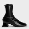 Patent Trapeze Block Heel Ankle Boots -Charles & Keith 2023 L6 CK1 90380142 J5 1