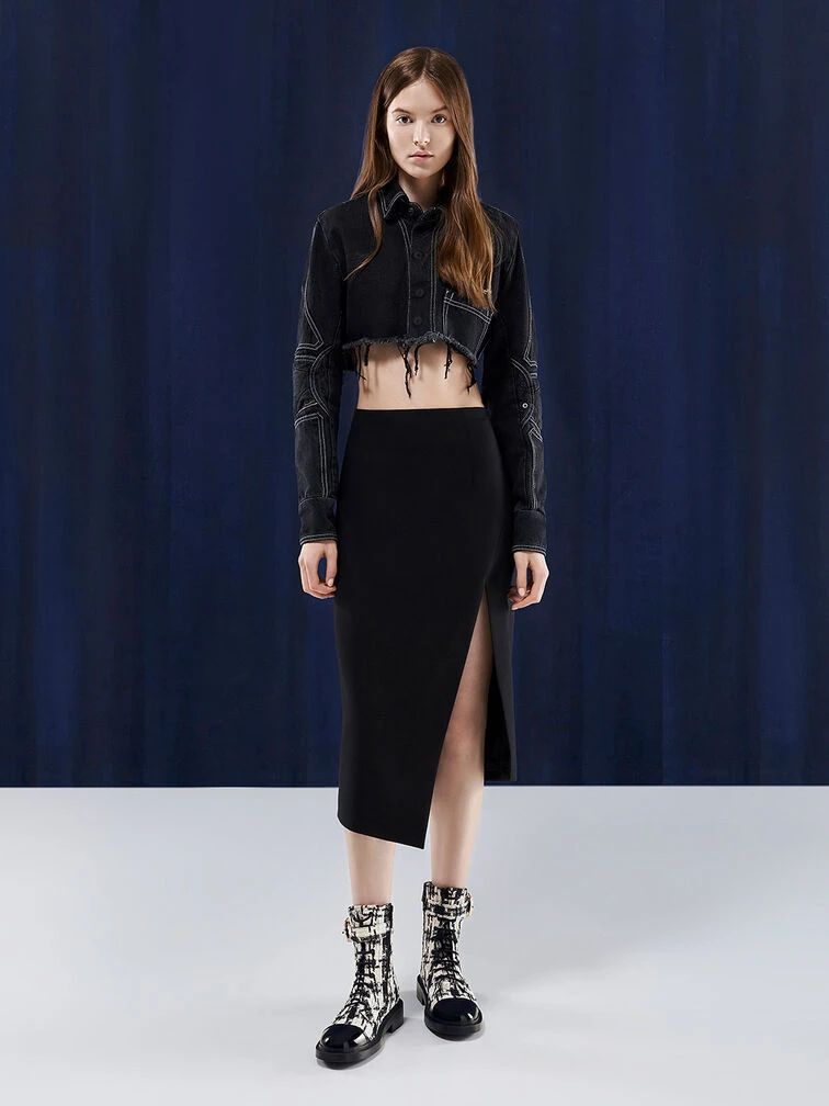 Pearl Buckle Lace-Up Tweed Ankle Boots 5 Pearl Buckle Lace-Up Tweed Ankle Boots - Image 3