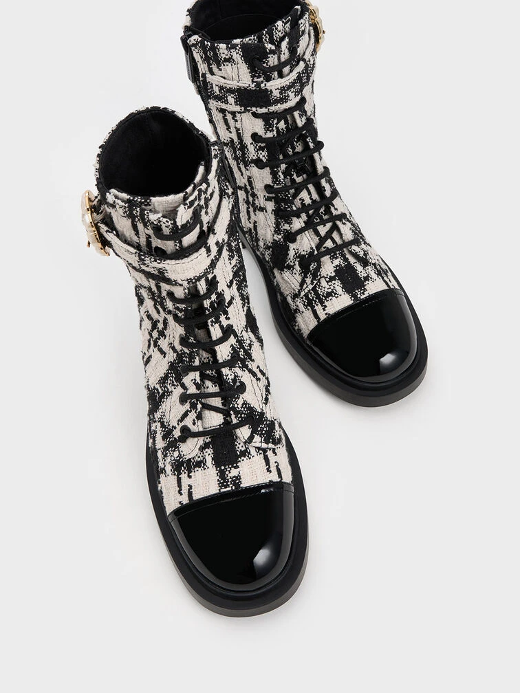 Pearl Buckle Lace-Up Tweed Ankle Boots 8 Pearl Buckle Lace-Up Tweed Ankle Boots - Image 6