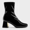 Patent Metallic Trapeze Heel Ankle Boots -Charles & Keith 2023 L6 CK1 90580175 J5 1