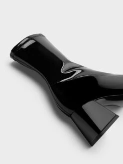 Patent Metallic Trapeze Heel Ankle Boots -Charles & Keith 2023 L6 CK1 90580175 J5 5