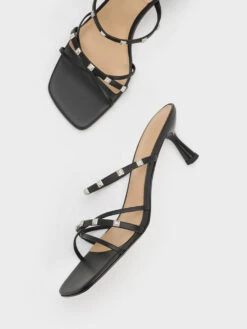 Square Crystal-Embellished Leather Heeled Mules -Charles & Keith 2023 L6 SL1 60280447 01 8