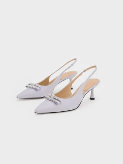 Bow Crystal-Embellished Leather Slingback Pumps -Charles & Keith 2023 L6 SL1 61720049 49 3