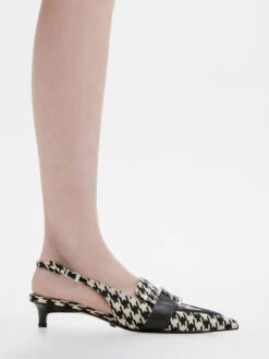 Gabine Leather Houndstooth Slingback Pumps -Charles & Keith 2023 L6 SL1 61900019 24 2