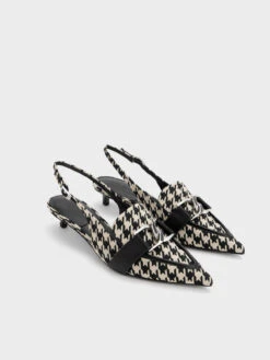 Gabine Leather Houndstooth Slingback Pumps -Charles & Keith 2023 L6 SL1 61900019 24 3