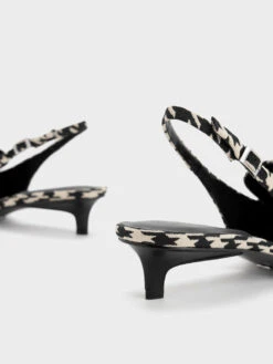 Gabine Leather Houndstooth Slingback Pumps -Charles & Keith 2023 L6 SL1 61900019 24 5