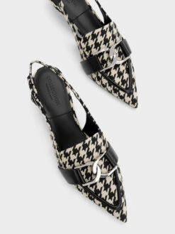 Gabine Leather Houndstooth Slingback Pumps -Charles & Keith 2023 L6 SL1 61900019 24 8